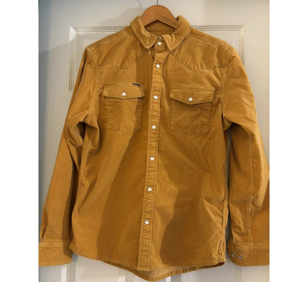 Poncho Outdoors Men's SLIM Fit Corduroy Western Pearl Snap Shirt Large L